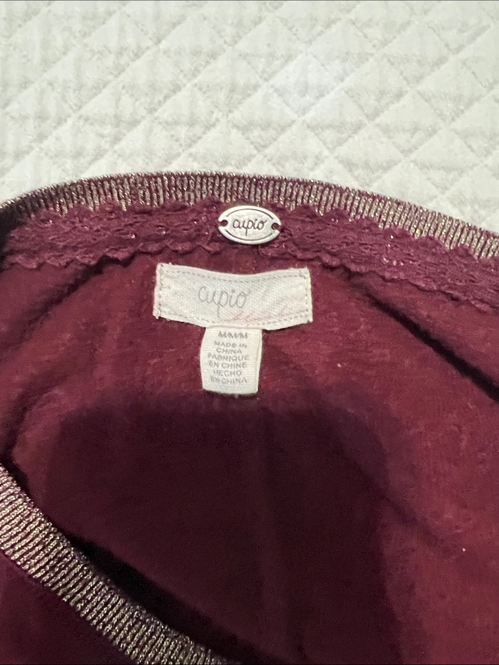 Cupio Burgundy Tie-Front Boatneck Long Sleeve Top - Picture 5 of 6